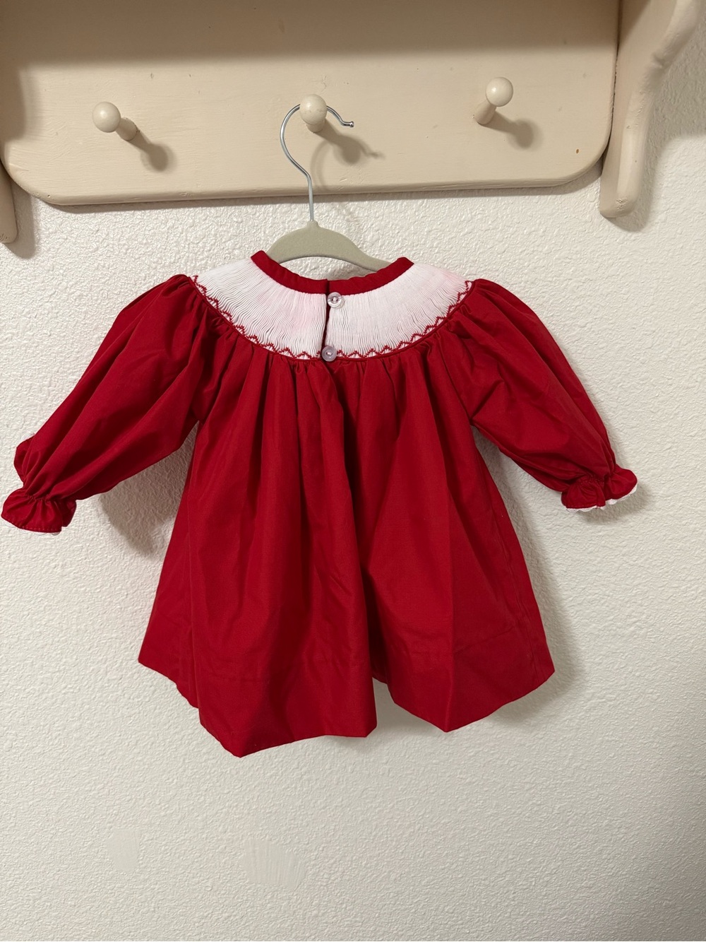 Red Smocked Santa Holiday Dress for Girls - Picture 3 of 5